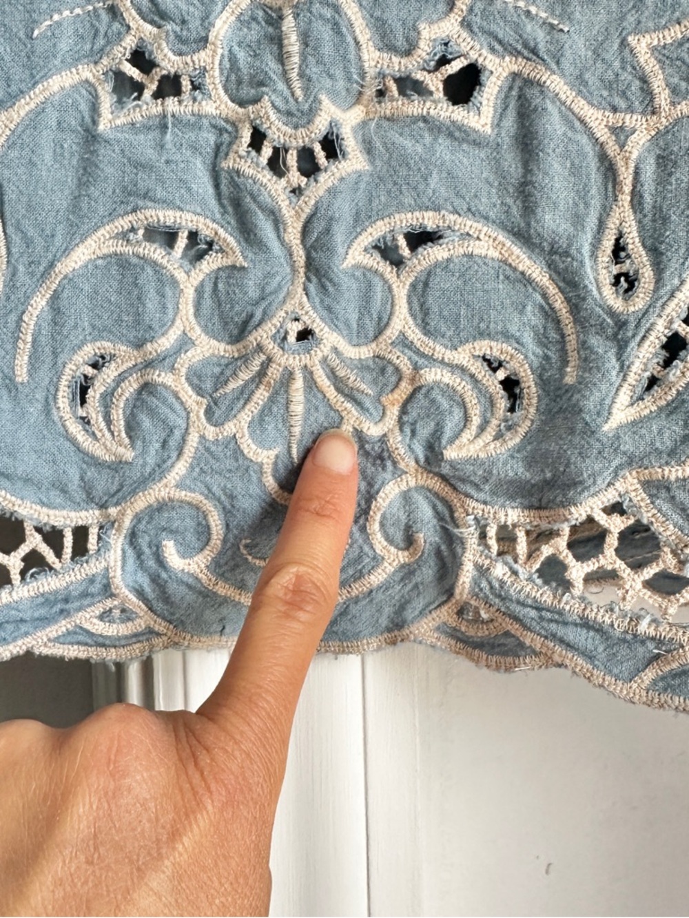 Anthropologie Lainie Light Blue Eyelet Embroidered Long Sleeve Blouse - Picture 5 of 6